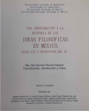 Portada Una aproximación a la historia de las ideas filosóficas en México, tomo II